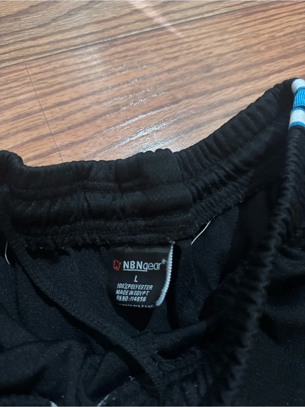 Men's Black Athletic Shorts with Blue Side Stripe